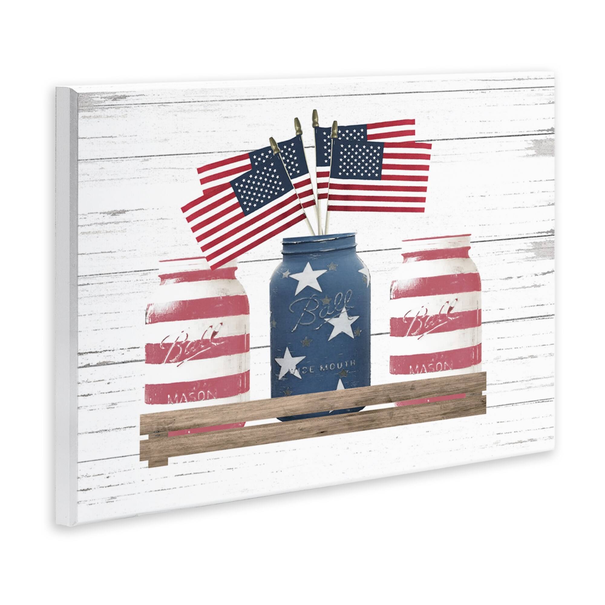 Stupell Industries Rustic Patriotic Jars American Pride Flag Design Wall Plaque Art